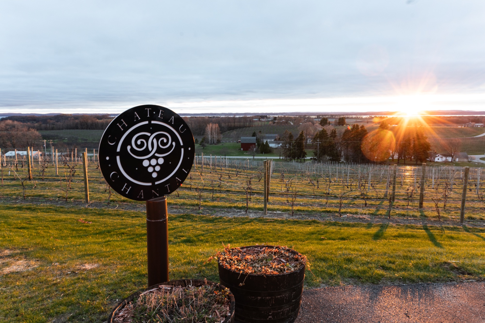 Sunset over Grand Traverse Bay from Chateau Chantal