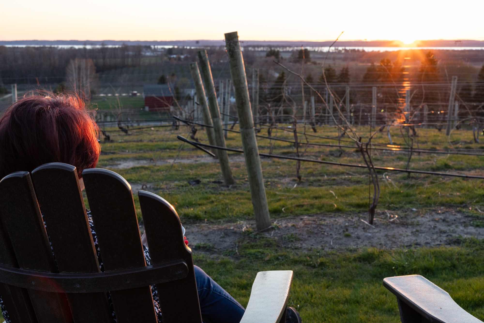 Sunset over Grand Traverse Bay from Chateau Chantal