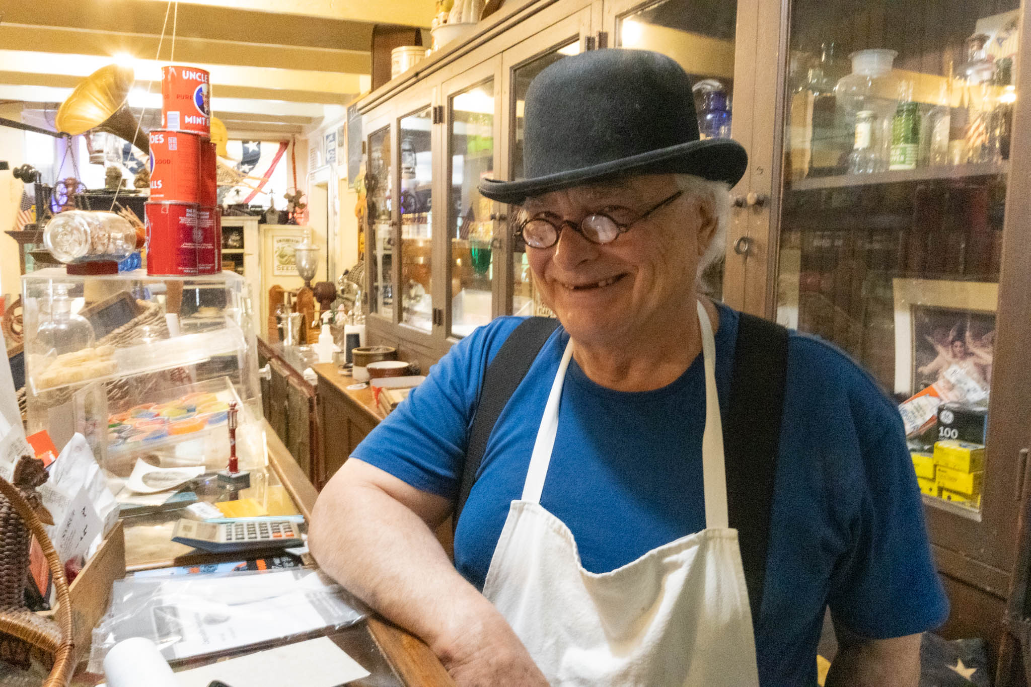 Jim Richards inside the Old Mission General Store